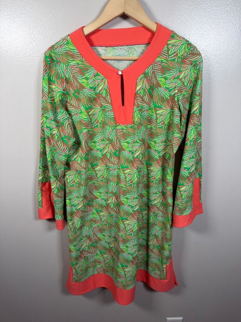 Cabana Life Palm Breeze Tunic Dress Size XL Cover Up Beach Swim Tropical